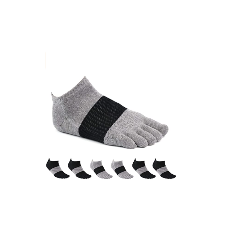 Toe Socks PACKGOUT 6 Pairs Five Finger Socks No Show Crew Socks for Men and  Women Men Shoe Size 7-9