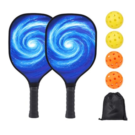 Wood Printed Blue Swirl Paddle Set